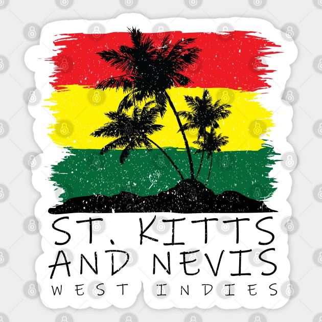 St Kitts and Nevis National Colors with Palm Silhouette Sticker by IslandConcepts